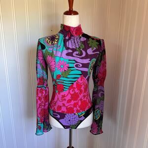 Vintage Y2K Fairy Floral Bell Sleeve Top M